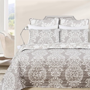 image:imageDriftAway 3 Piece Samantha Reversible Quilt Set Bedspreads Coverlet Floral Medallion Pattern Cover Prewashed Greige Queen
