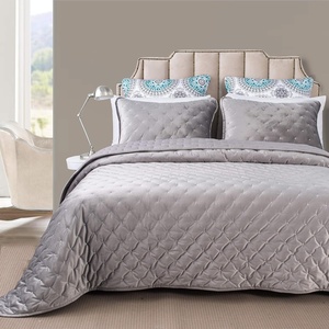 image:imageDriftAway 3 Piece Velvet Quilt Set Bedspreads Coverlets Cover Prewashed King Silver Gray
