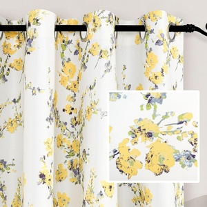 image:imageDriftAway Floral Curtains for Bedroom 84 inches Long Living Room Watercolor Lined Blackout Drapes Thermal Insulated Grommet for Kitchen Window 2 PanelsFloralyellow