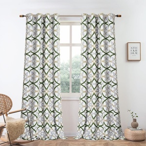 image:imageDriftAway Alexander Blackout Curtains for Living Room Linen Blend Pattern Match Thermal Insulated Room Darkening Geo Moroccan Mid Century Back Tab Bedroom Drapes 2 Panels 52 x 84 Inch Linen NavyG Loden Green