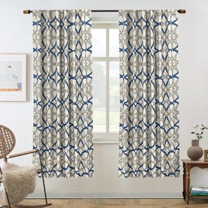 image:imageDriftAway Alexander Blackout Curtains for Living Room Linen Blend Pattern Match Thermal Insulated Room Darkening Geo Moroccan Mid Century Back Tab Bedroom Drapes 2 Panels 52 x 84 Inch Linen NavyB Linen Navy Gray