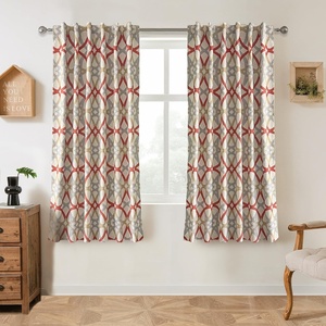 image:imageDriftAway Alexander Blackout Curtains for Living Room Linen Blend Pattern Match Thermal Insulated Room Darkening Geo Moroccan Mid Century Back Tab Bedroom Drapes 2 Panels 52 x 84 Inch Linen NavyB Linen Red Gray