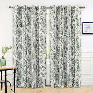 image:imageDriftAway Tree Branch Blackout Curtains Double Layer 84 Inches Long for Bedroom Printed Patterned Classic Thermal Insulated Summer Sound Lined Grommet Drapes for Living Room 2 Panels BlackWhiteLinen Loden Green
