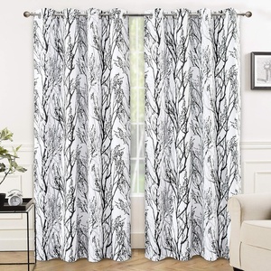 image:imageDriftAway Tree Branch Blackout Curtains Double Layer 84 Inches Long for Bedroom Printed Patterned Classic Thermal Insulated Summer Sound Lined Grommet Drapes for Living Room 2 Panels BlackWhiteBlack White
