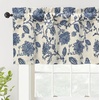 image:imageDriftAway Freda Jacobean Floral Linen Blend Blackout Thermal Insulated Energy Saving Privacy Window Linen Curtain Valance Rod Pocket 2 Layers Single 52 Inch by 18 Inch Plus 2 Inch Header Vintage BlueNavy