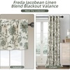 image:imageDriftAway Freda Jacobean Floral Linen Blend Blackout Thermal Insulated Energy Saving Privacy Window Linen Curtain Valance Rod Pocket 2 Layers Single 52 Inch by 18 Inch Plus 2 Inch Header Vintage BlueLoden Green