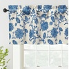 image:imageDriftAway Freda Jacobean Floral Linen Blend Blackout Thermal Insulated Energy Saving Privacy Window Linen Curtain Valance Rod Pocket 2 Layers Single 52 Inch by 18 Inch Plus 2 Inch Header Vintage BlueBlue