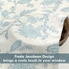 image:imageDriftAway Freda Jacobean Floral Linen Blend Blackout Thermal Insulated Energy Saving Privacy Window Linen Curtain Valance Rod Pocket 2 Layers Single 52 Inch by 18 Inch Plus 2 Inch Header Vintage BlueVintage Blue