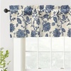 image:imageDriftAway Freda Jacobean Floral Linen Blend Blackout Thermal Insulated Energy Saving Privacy Window Linen Curtain Valance Rod Pocket 2 Layers Single 52 Inch by 18 Inch Plus 2 Inch Header Vintage BlueNavy