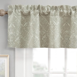 image:imageDriftAway Freda Jacobean Floral Linen Blend Blackout Thermal Insulated Energy Saving Privacy Window Linen Curtain Valance Rod Pocket 2 Layers Single 52 Inch by 18 Inch Plus 2 Inch Header Vintage BlueCrochetbeige
