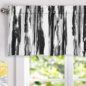 image:imageDriftAway Paint Brush Watercolor Lined Thermal Insulated Blackout Window Curtain Valance Rod Pocket Black Gray Ink Stripe Pattern 2 Layers 52 Inch by 18 Inch Plus 2 Inch Header 1 PackBlack Gray