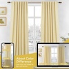 image:imageDriftAway 100 Blackout Linen Curtains for Bedroom 84 Inches Long Drape Farmhouse Thermal Insulated 3 Inch Rod Pocket Back Tab Full Light Blocking 2 Panels for Living Room NurseryYellow
