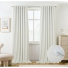 image:imageDriftAway 100 Blackout Linen Curtains for Bedroom 84 Inches Long Drape Farmhouse Thermal Insulated 3 Inch Rod Pocket Back Tab Full Light Blocking 2 Panels for Living Room NurseryIvory
