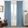 image:imageDriftAway 100 Blackout Linen Curtains for Bedroom 84 Inches Long Drape Farmhouse Thermal Insulated 3 Inch Rod Pocket Back Tab Full Light Blocking 2 Panels for Living Room NurseryDusty Blue