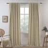 image:imageDriftAway 100 Blackout Linen Curtains for Bedroom 84 Inches Long Drape Farmhouse Thermal Insulated 3 Inch Rod Pocket Back Tab Full Light Blocking 2 Panels for Living Room NurseryLight Khaki Llinen