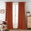 image:imageDriftAway 100 Blackout Linen Curtains for Bedroom 84 Inches Long Drape Farmhouse Thermal Insulated 3 Inch Rod Pocket Back Tab Full Light Blocking 2 Panels for Living Room NurseryBurnt Orange