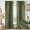 image:imageDriftAway 100 Blackout Linen Curtains for Bedroom 84 Inches Long Drape Farmhouse Thermal Insulated 3 Inch Rod Pocket Back Tab Full Light Blocking 2 Panels for Living Room NurseryOlive Green