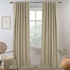 image:imageDriftAway 100 Blackout Linen Curtains for Bedroom 84 Inches Long Drape Farmhouse Thermal Insulated 3 Inch Rod Pocket Back Tab Full Light Blocking 2 Panels for Living Room NurseryLight Khaki Llinen