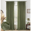image:imageDriftAway 100 Blackout Linen Curtains for Bedroom 84 Inches Long Drape Farmhouse Thermal Insulated 3 Inch Rod Pocket Back Tab Full Light Blocking 2 Panels for Living Room NurseryOlive Green