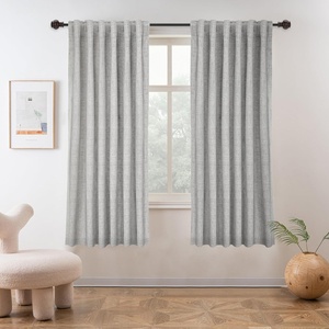 image:imageDriftAway 100 Blackout Linen Curtains for Bedroom 84 Inches Long Drape Farmhouse Thermal Insulated 3 Inch Rod Pocket Back Tab Full Light Blocking 2 Panels for Living Room NurseryGrey