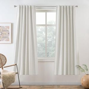 image:imageDriftAway 100 Blackout Linen Curtains for Bedroom 84 Inches Long Drape Farmhouse Thermal Insulated 3 Inch Rod Pocket Back Tab Full Light Blocking 2 Panels for Living Room NurseryCream Linen