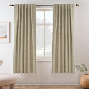 image:imageDriftAway 100 Blackout Linen Curtains for Bedroom 84 Inches Long Drape Farmhouse Thermal Insulated 3 Inch Rod Pocket Back Tab Full Light Blocking 2 Panels for Living Room NurseryLight Khaki Llinen