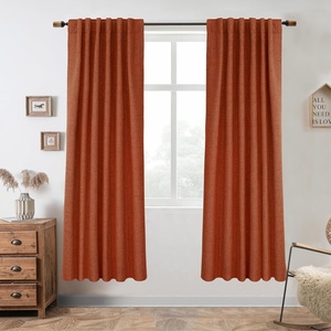 image:imageDriftAway 100 Blackout Linen Curtains for Bedroom 84 Inches Long Drape Farmhouse Thermal Insulated 3 Inch Rod Pocket Back Tab Full Light Blocking 2 Panels for Living Room NurseryBurnt Orange