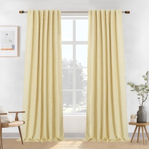 image:imageDriftAway 100 Blackout Linen Curtains for Bedroom 84 Inches Long Drape Farmhouse Thermal Insulated 3 Inch Rod Pocket Back Tab Full Light Blocking 2 Panels for Living Room NurseryYellow