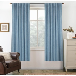 image:imageDriftAway 100 Blackout Linen Curtains for Bedroom 84 Inches Long Drape Farmhouse Thermal Insulated 3 Inch Rod Pocket Back Tab Full Light Blocking 2 Panels for Living Room NurseryDusty Blue