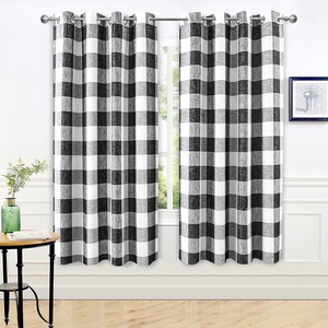 image:imageDriftAway Buffalo Plaid Blackout Curtains 2 Panels W52 x L54 RedWovenblack
